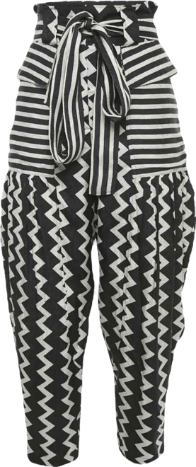 Women's Striped Jacquard Silk Belted Trousers