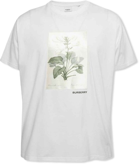 Women's Botanical Sketch Print Applique Cotton T-Shirt