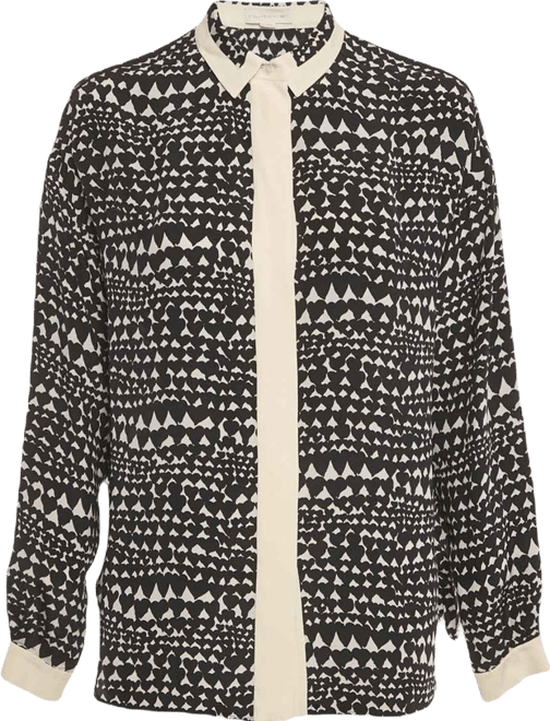 Women's Monochrome Heart Print Silk Full Sleeves Blouse