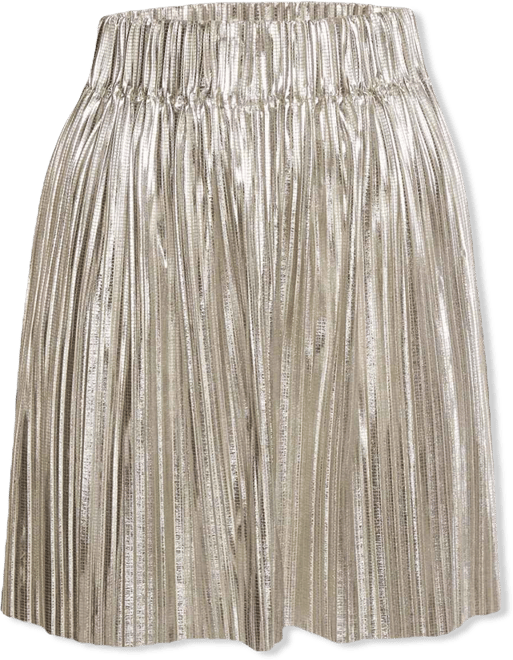 Women's Silver Plisse Delpha Mini Skirt