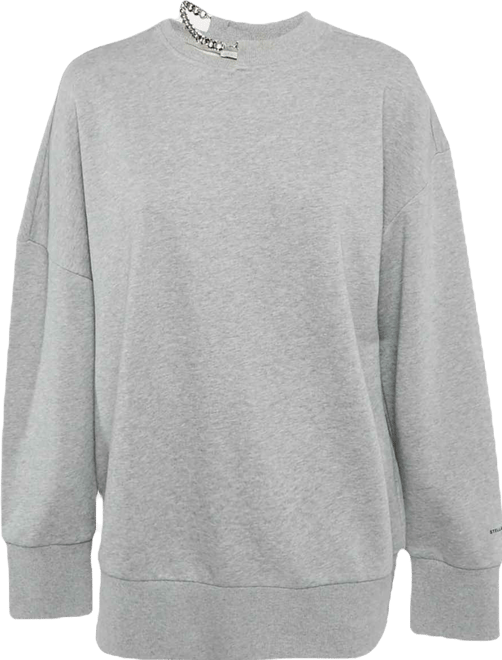 Women's Black Studded Logo Cotton Knit Oversized Sweatshirt