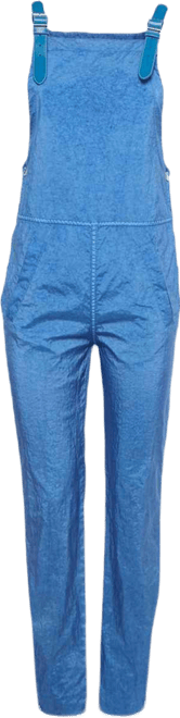 Women's Warm Royal Blue Synthetic Leather Trim Dungarees