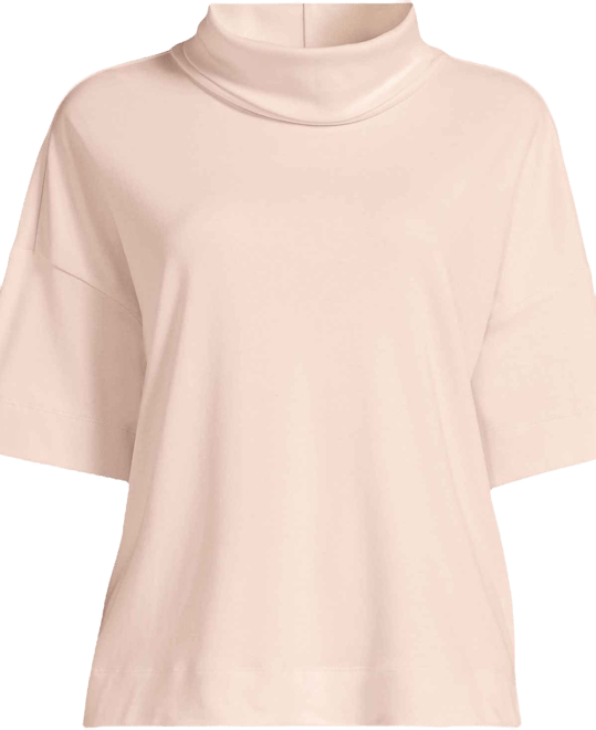 Plus Size Elbow Sleeve Supima Cotton Relaxed Turtleneck