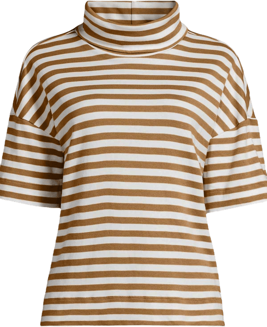 Plus Size Elbow Sleeve Supima Cotton Relaxed Turtleneck