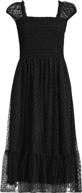 Women's Flocked Chiffon Midi Dress