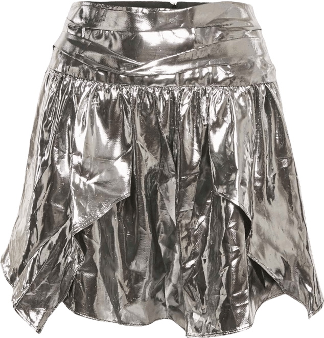 Women's Metallic Lam&eacute Gathered Mini Skirt