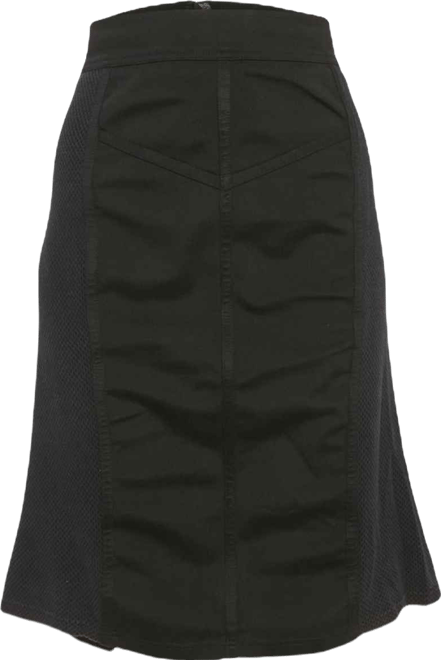 Women's Black Mesh Trim Jersey Pencil Skirt