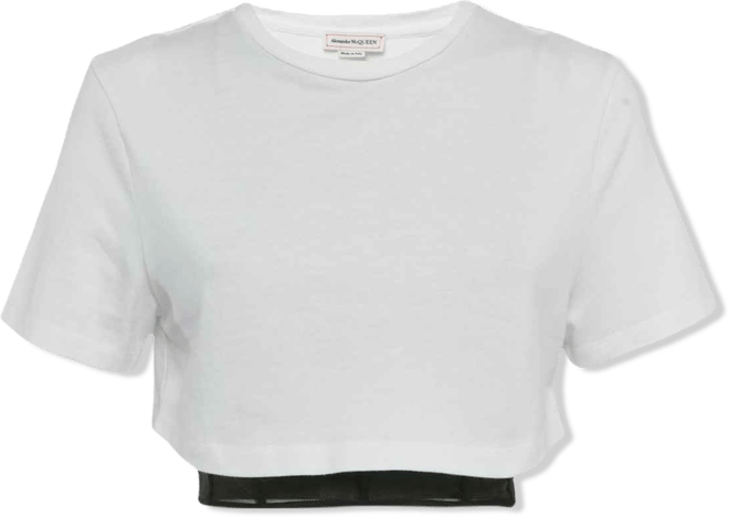 Women's Cotton Knit & Black Corset Inset Top