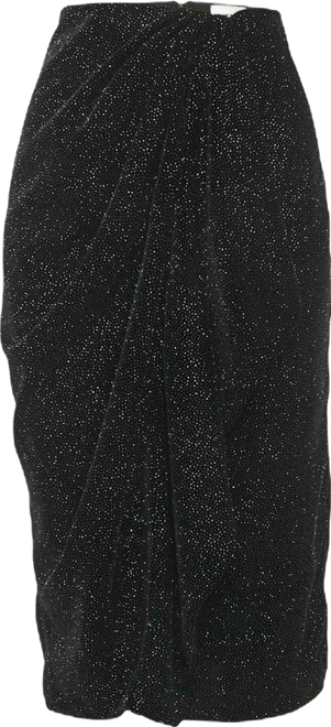 Women's Etoile Black Glittered Velvet Alyssa Midi Skirt