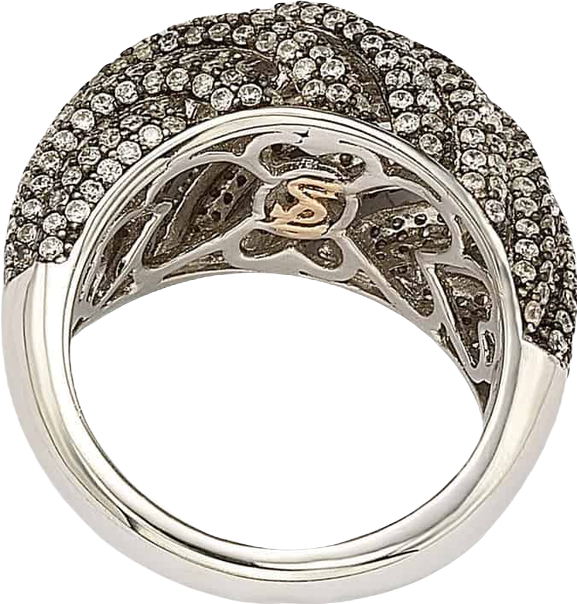 Suzy Levian Sterling Silver Cubic Zirconia Roping Ring