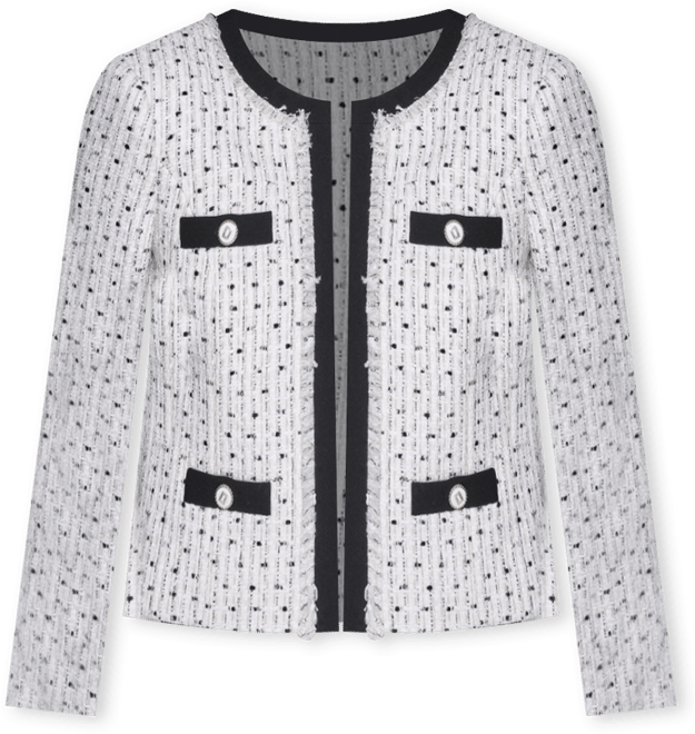 Women's Long-Sleeve Contrast Tweed Jacket