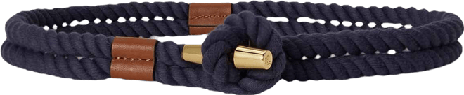 Women's Leather Trim Rope Toggle Skinny Belt