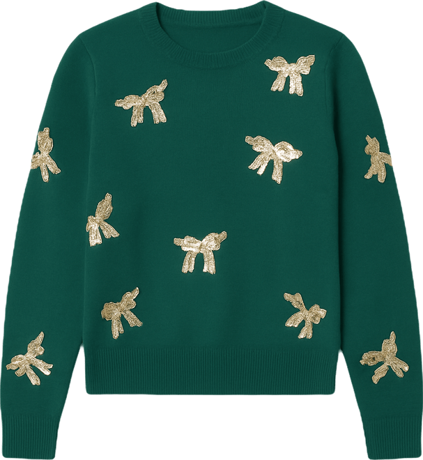 Women's Sequin Applique Bow Sweater