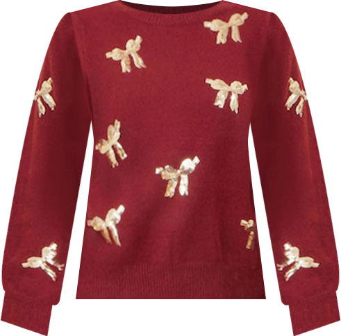 Women's Sequin Applique Bow Sweater