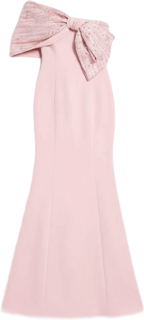 Women's Beaded Off-the-Shoulder Satin Trumpet Gown