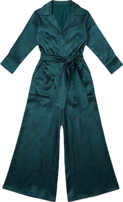 Plus Size 1970s Satin Flare Jumpsuit