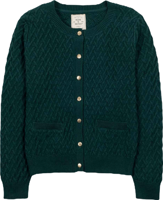 Women's Organic Herringbone Stitch Cardigan Sweater