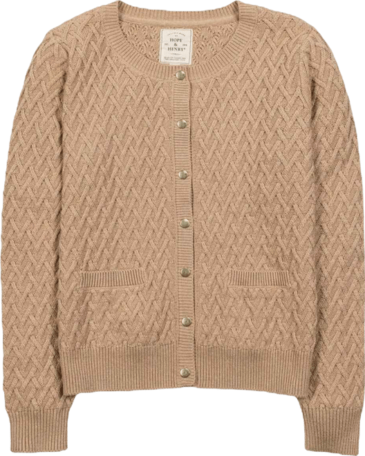 Women's Organic Herringbone Stitch Cardigan Sweater