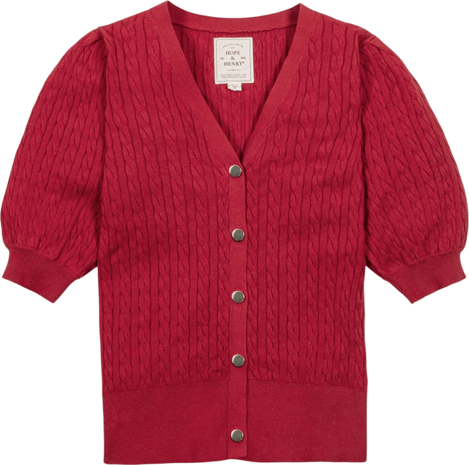 Women's Organic Puff Sleeve Button Front Sweater