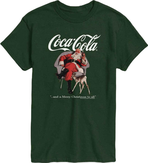 Men's Coca-Cola Christmas Sants and Deer Short-Sleeve Graphic T-Shirt
