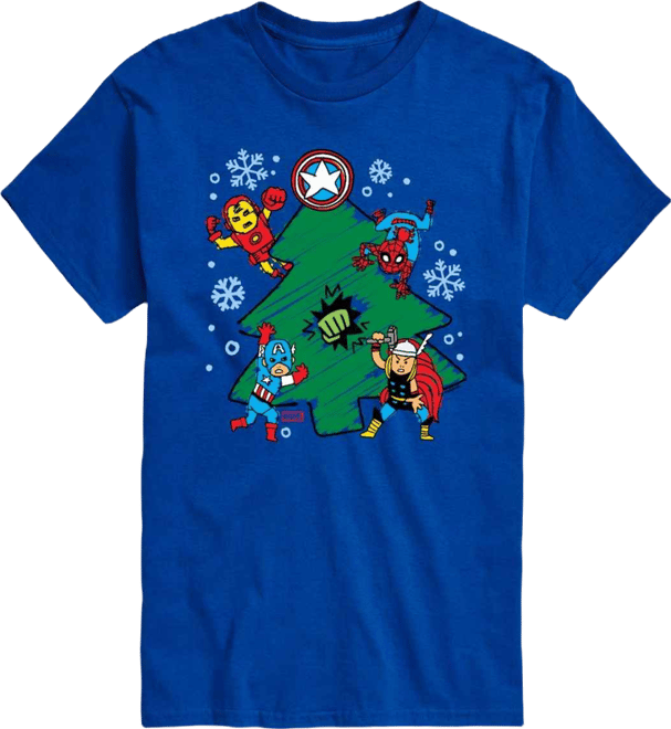 Men's Marvel Avenger Christmas Sketch Short-Sleeve Graphic T-Shirt