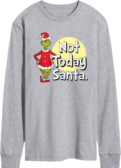 Men's The Grinch Not Today Santa Long-Sleeve Graphic T-Shirt