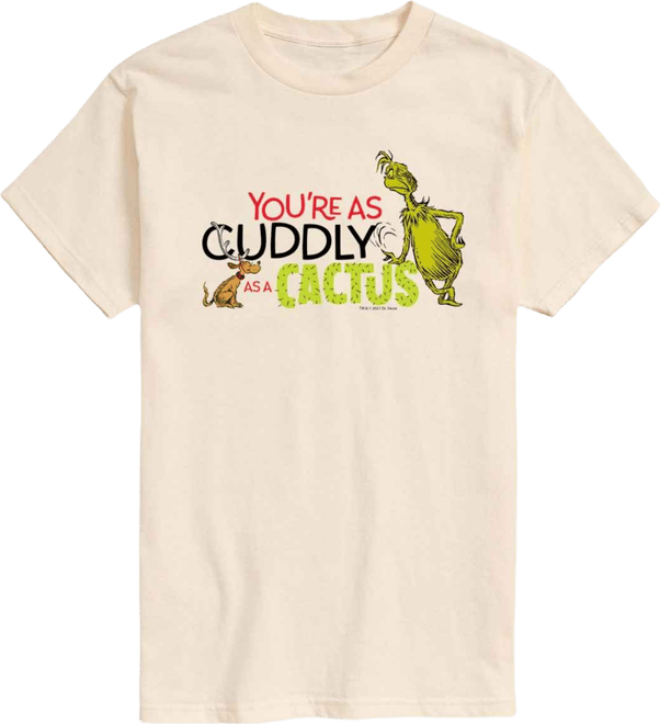 Men's The Grinch Cuddly As A Cactus Graphic Short-Sleeve T-Shirt