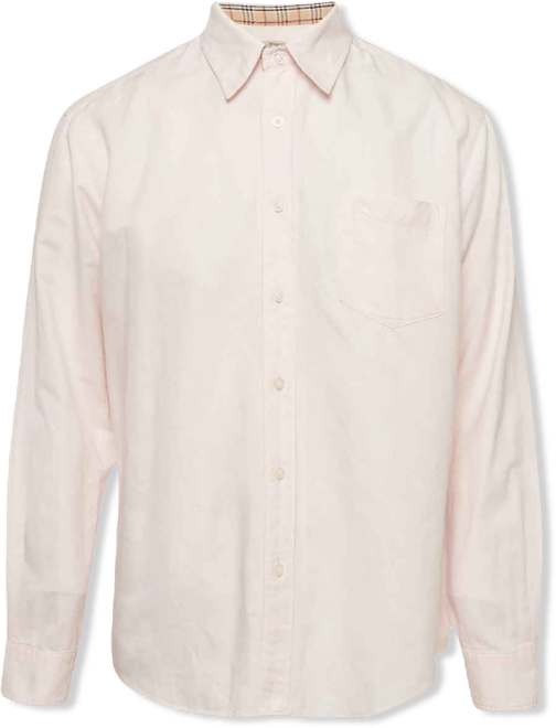 Men's Pink Linen Long Sleeve Shirt