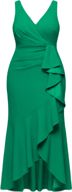 Plus Size Sleeveless Ruffled High-Low Gown