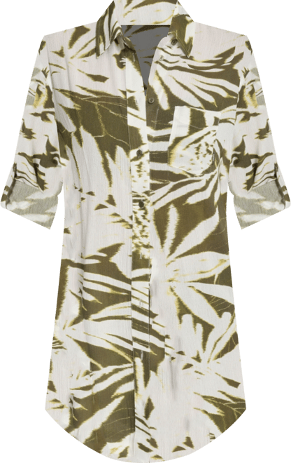 Women's Gauze Collared Button-Front Beach Shirt