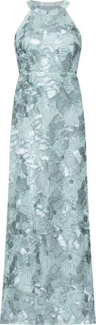 Petite Sleeveless Floral Sequin Sheath Gown