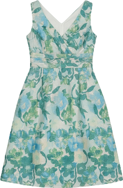 Women's Floral Jacquard Midi Dress