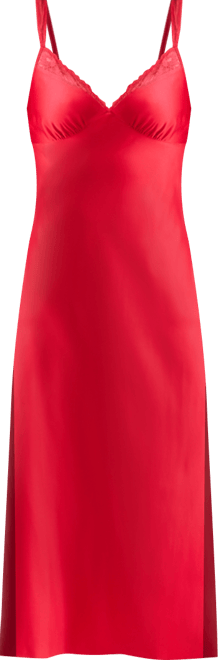 Women's Printed Lace Trim Satin Gown, Created for Macy's