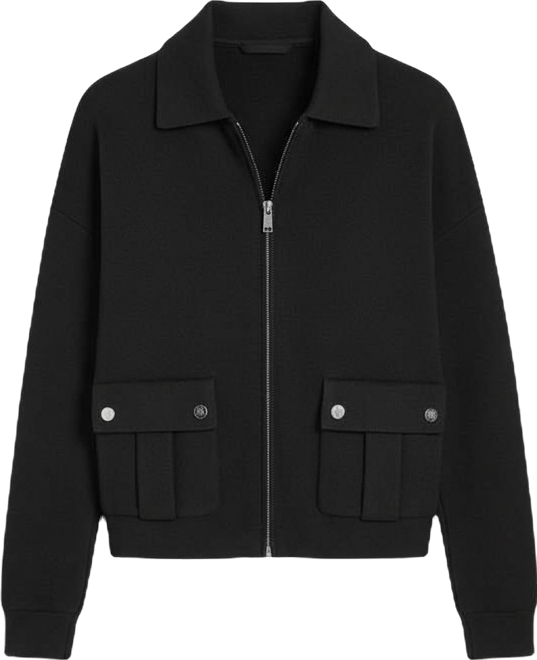 Women's Long-Sleeve Collared Zip-Front Sweater Jacket