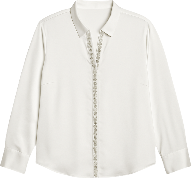 Plus Size Long-Sleeves Satin Top