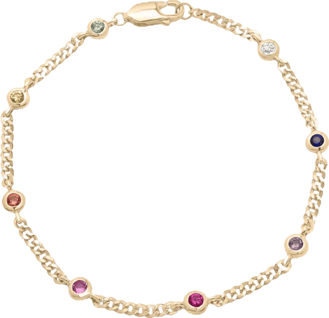 Lab-Grown Multi-Color Sapphire Link Bracelet (4/5 ct. t.w.) in 14k Gold-Plated Over Sterling Silver