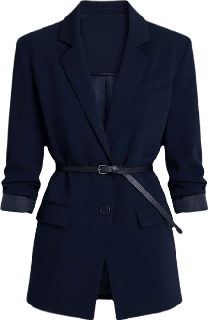 Women's Notch Collar Belted Jacket
