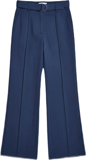 Women's Belted Front Seam Twill Pants