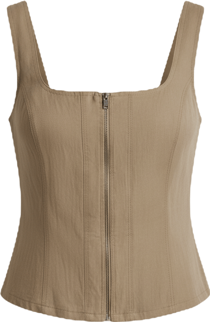 Women's Sleeveless Zipper Corset Top
