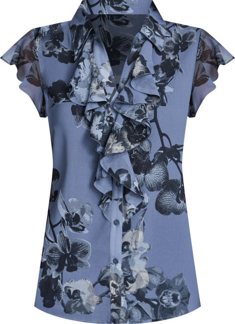 Women's Printed Ruffle Front Top