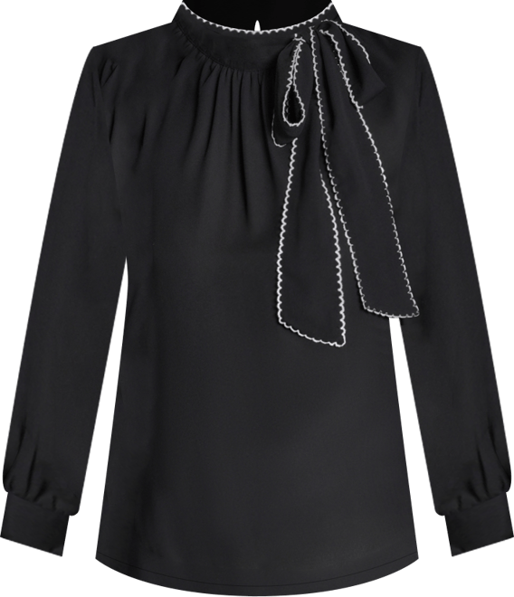 Women's Long-Sleeve Tie Neck Top