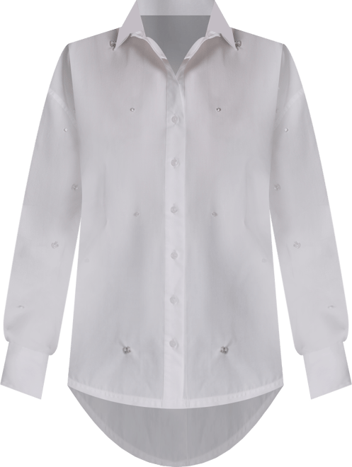 Women's Rhinestone Button-Down Collared Top