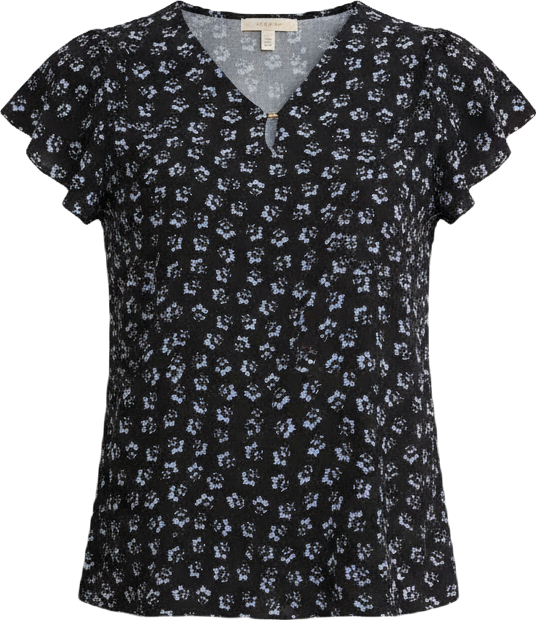 Petite Flutter Sleeve Tube Trim V-Neck Top