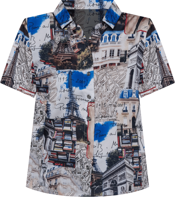 Women's Short-Sleeve Allover City Scene Top