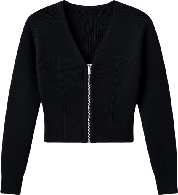 Women's V-Neck Front Zipper Sweater