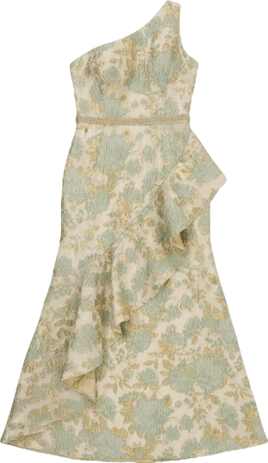 Women's Metallic Jacquard One-Shoulder Dress