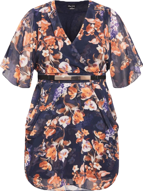 Women's Color Wrap Print Dress