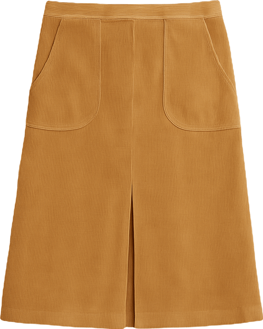 Women's Corduroy A Line Midi Skirt with Pockets