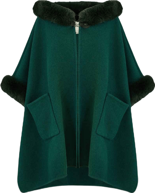 Women's Hooded Fur Cape Jacket