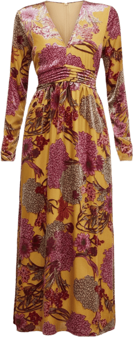 Women's Plunge Neck Waisted Midi Dress